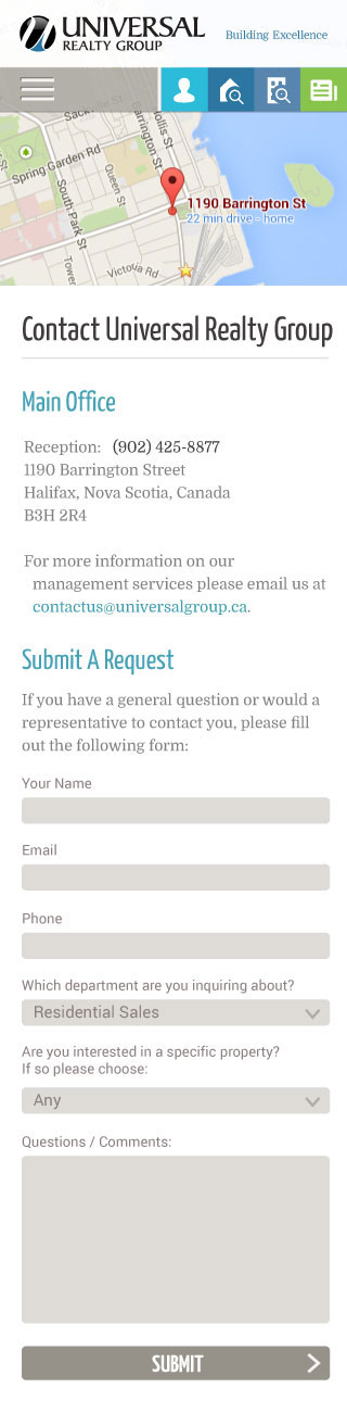 Universal Properties - Contact Mobile Responsive Design