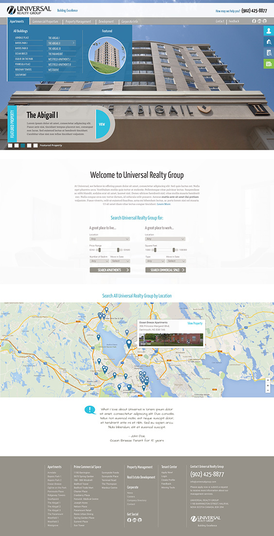 Universal Properties Web Design Wireframe